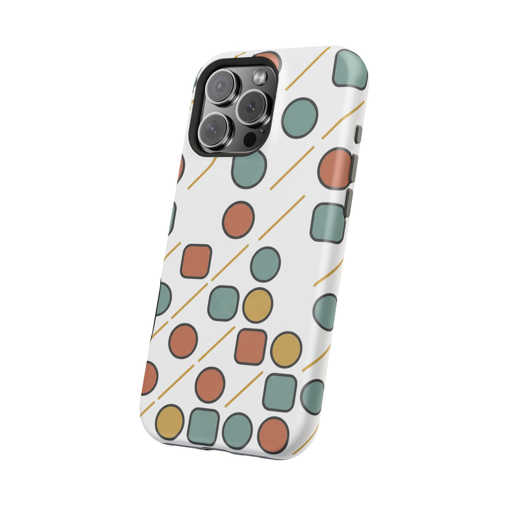 Magnetic Impact-Resistant Phone Case — Retro Geometric Dot & Square Pattern