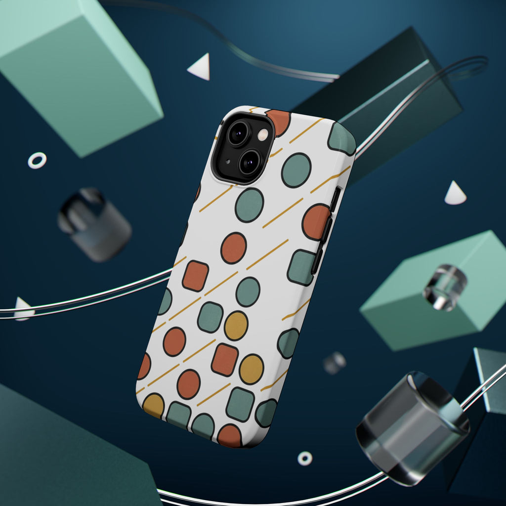 Magnetic Impact-Resistant Phone Case — Retro Geometric Dot & Square Pattern