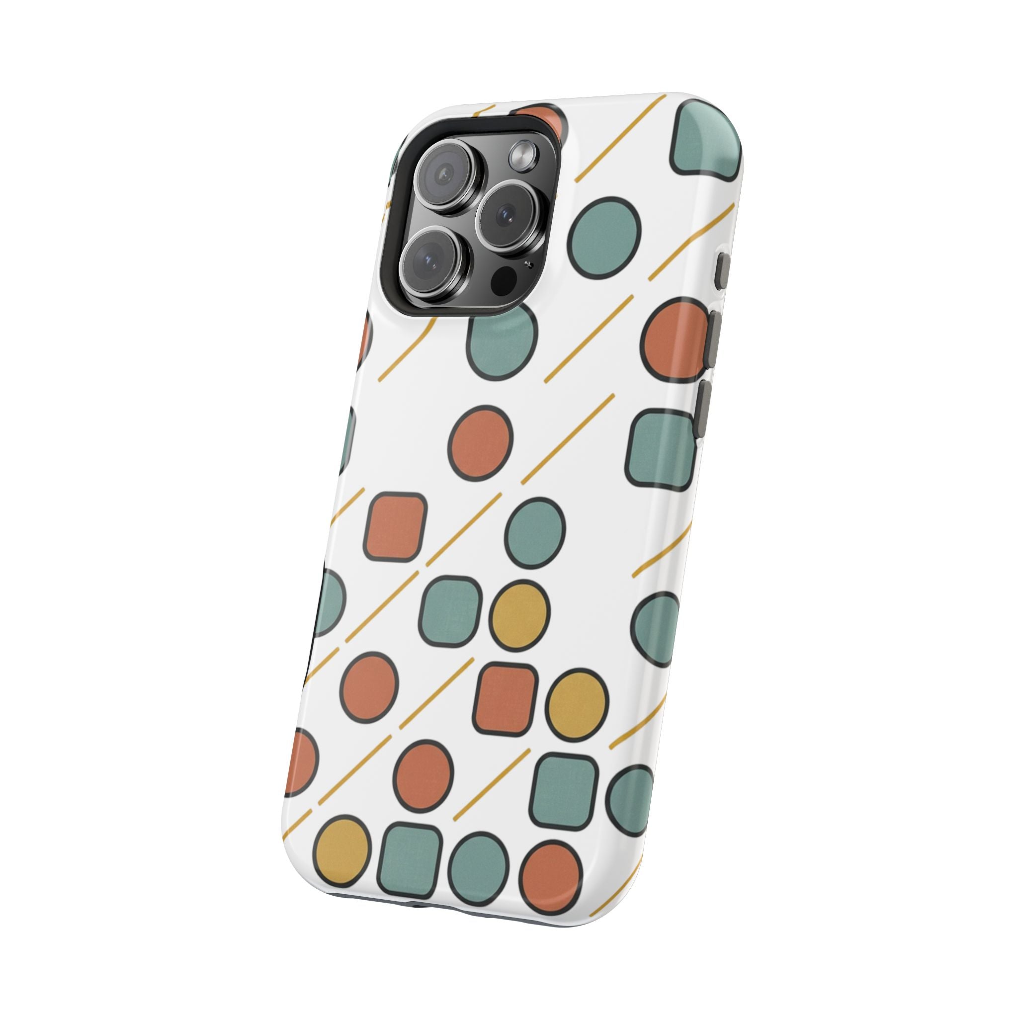 Magnetic Impact-Resistant Phone Case — Retro Geometric Dot & Square Pattern