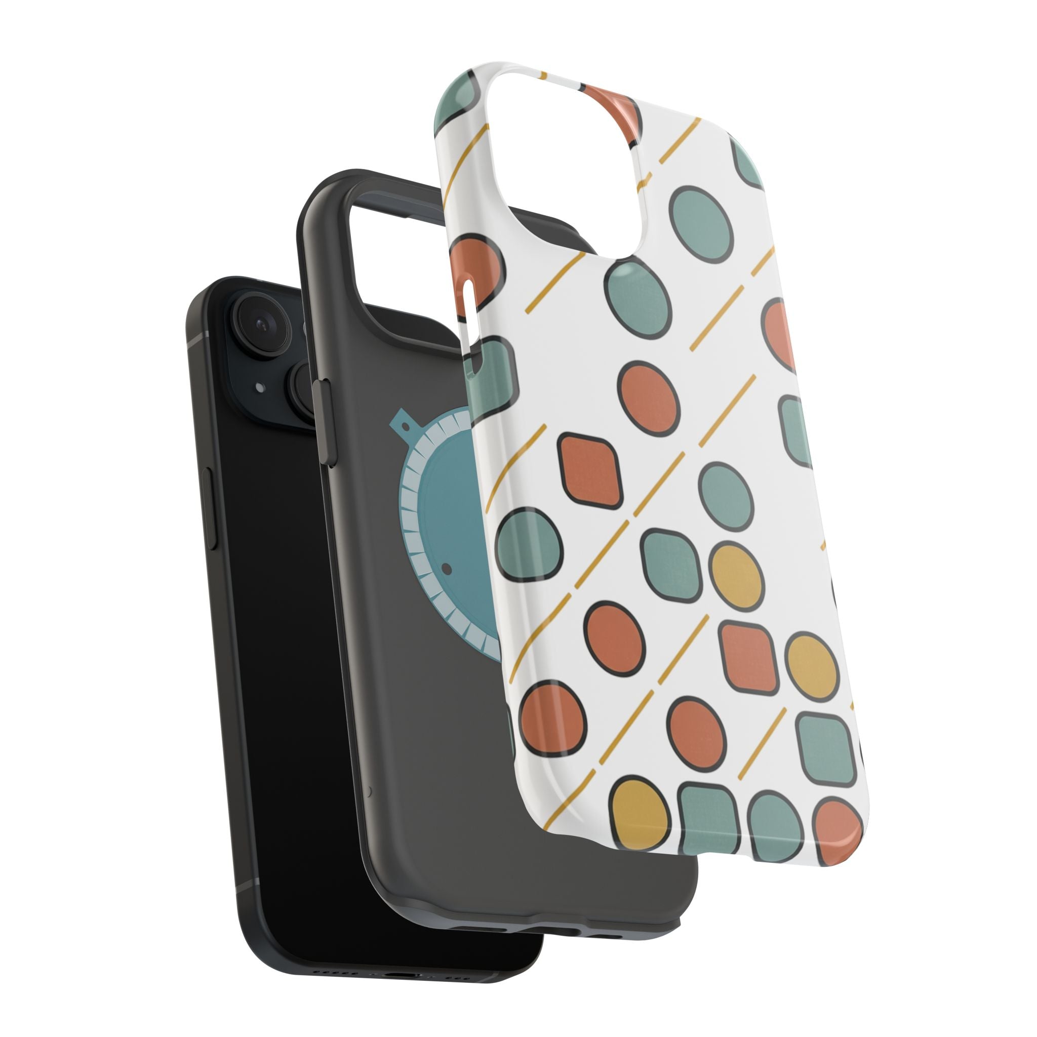 Magnetic Impact-Resistant Phone Case — Retro Geometric Dot & Square Pattern