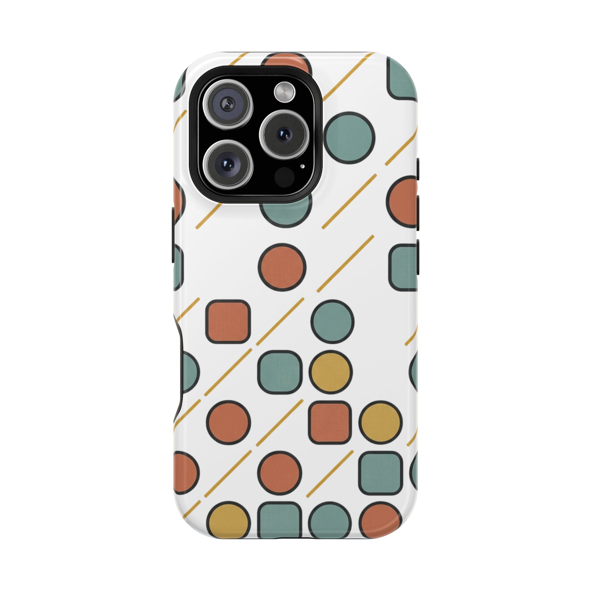 Magnetic Impact-Resistant Phone Case — Retro Geometric Dot & Square Pattern