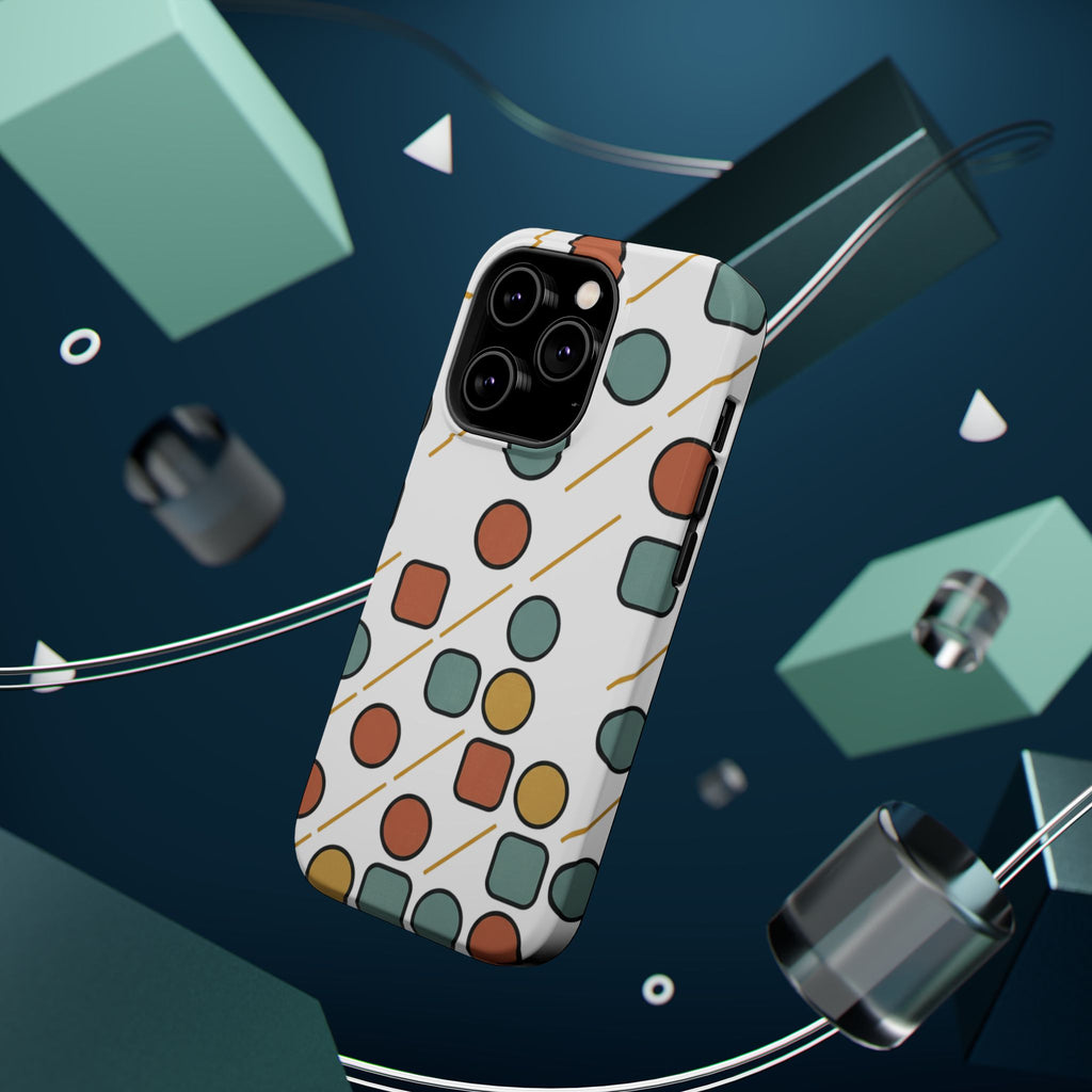 Magnetic Impact-Resistant Phone Case — Retro Geometric Dot & Square Pattern
