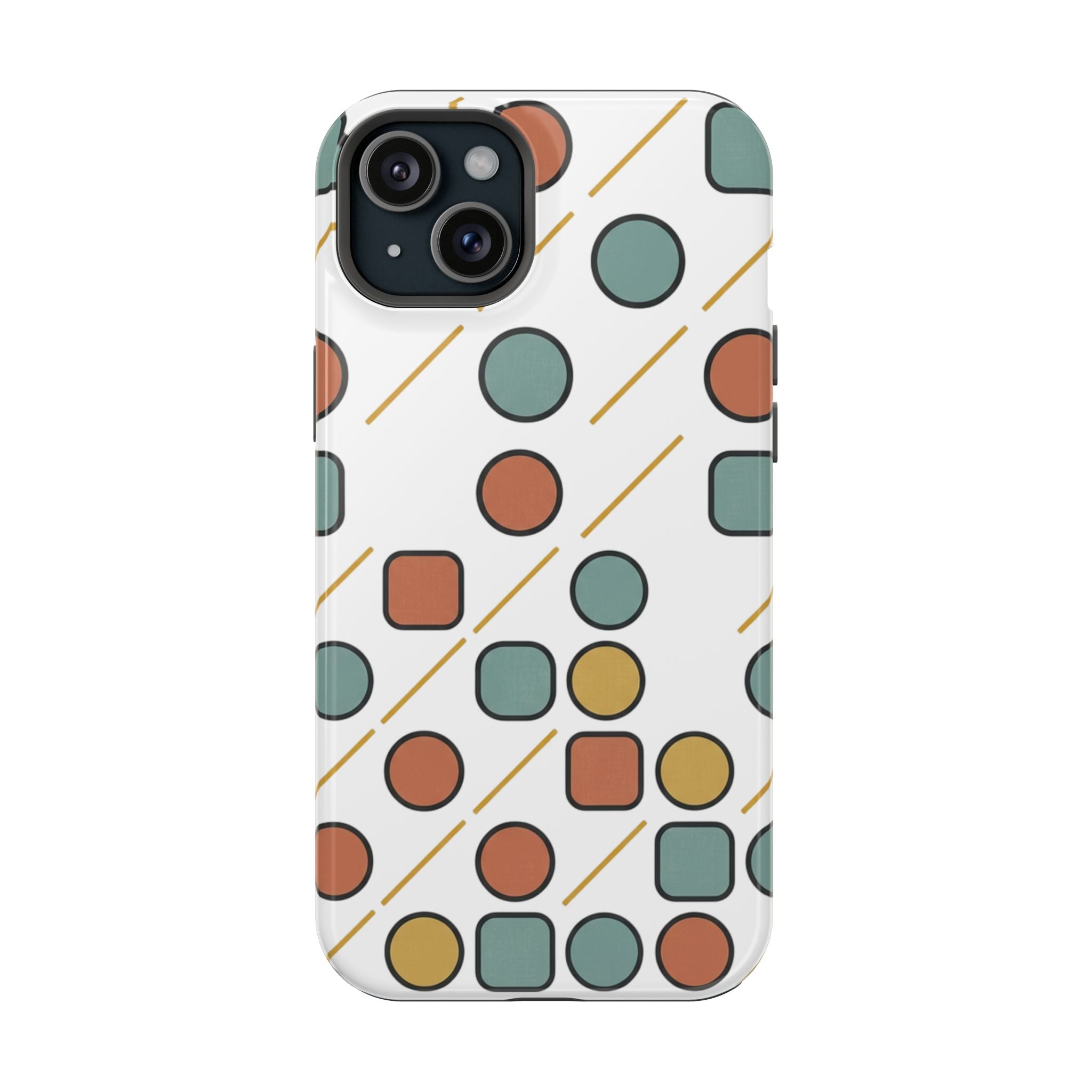 Magnetic Impact-Resistant Phone Case — Retro Geometric Dot & Square Pattern