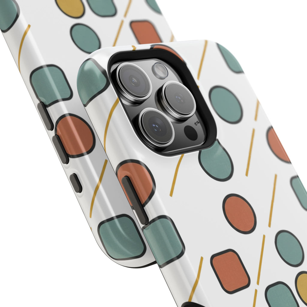 Magnetic Impact-Resistant Phone Case — Retro Geometric Dot & Square Pattern