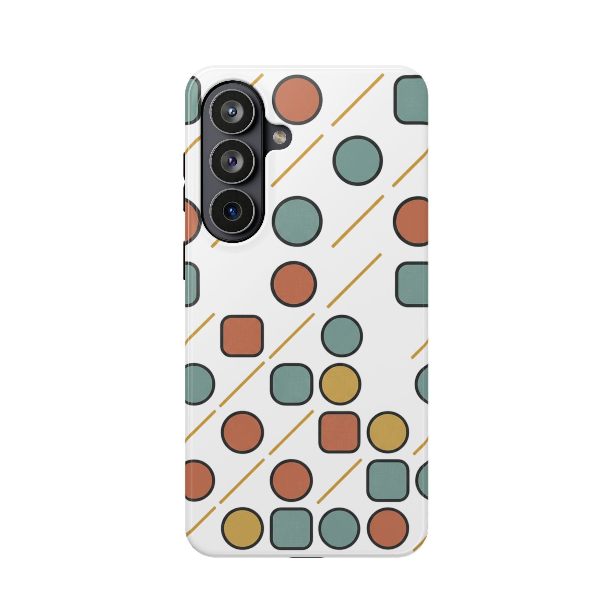 Magnetic Impact-Resistant Phone Case — Retro Geometric Dot & Square Pattern