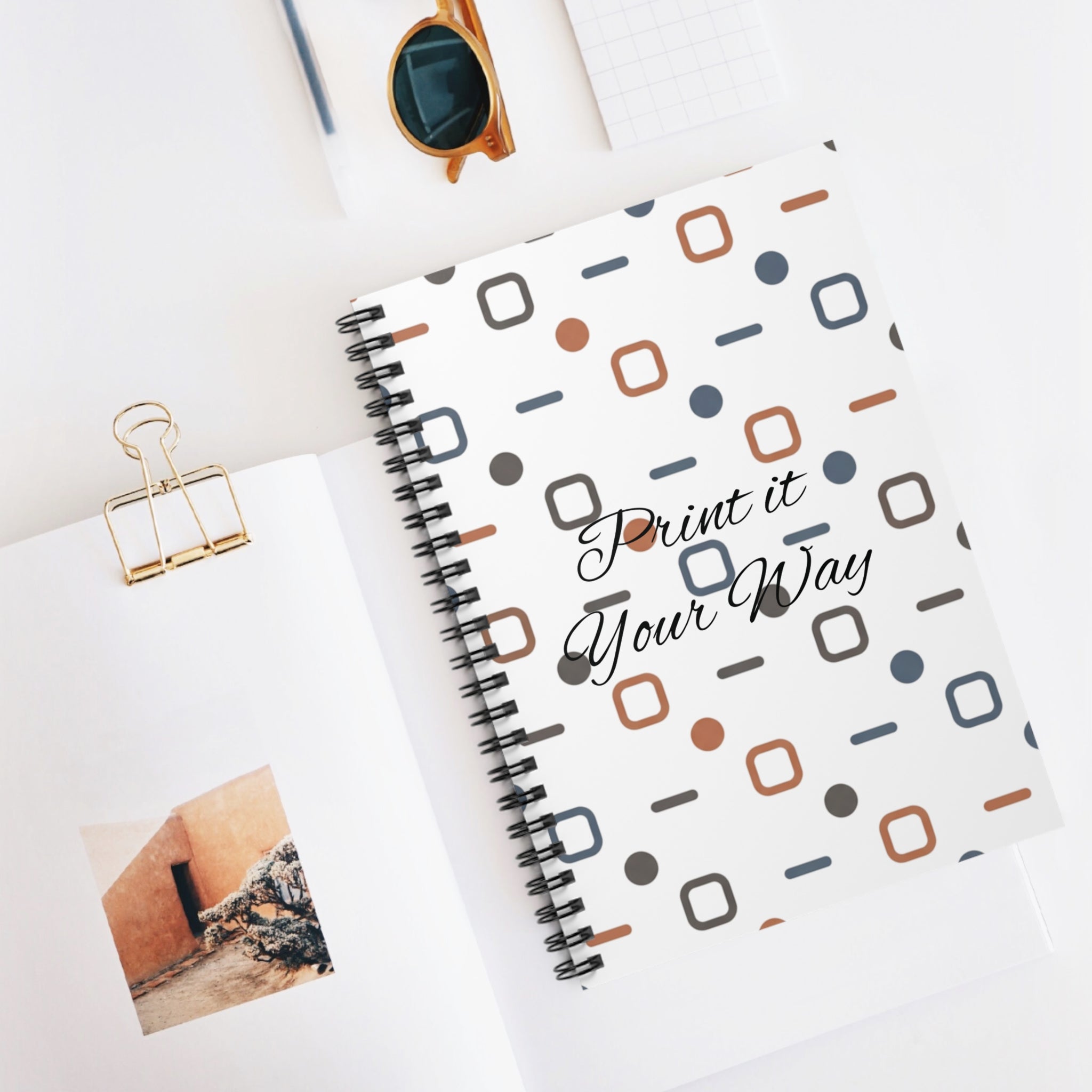 Modern Geometric Spiral Notebook — “Print it Your Way” Ruled Journal