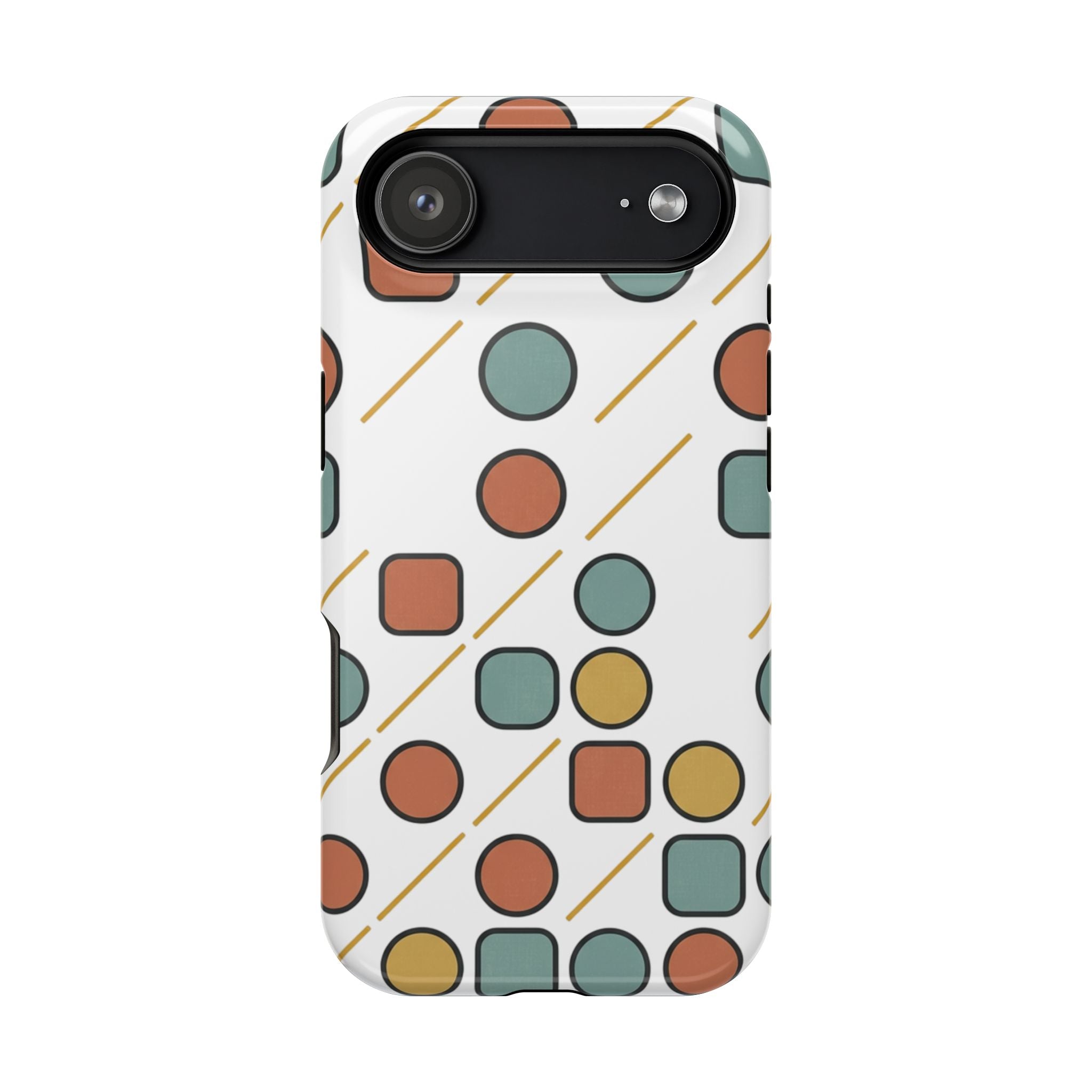 Magnetic Impact-Resistant Phone Case — Retro Geometric Dot & Square Pattern
