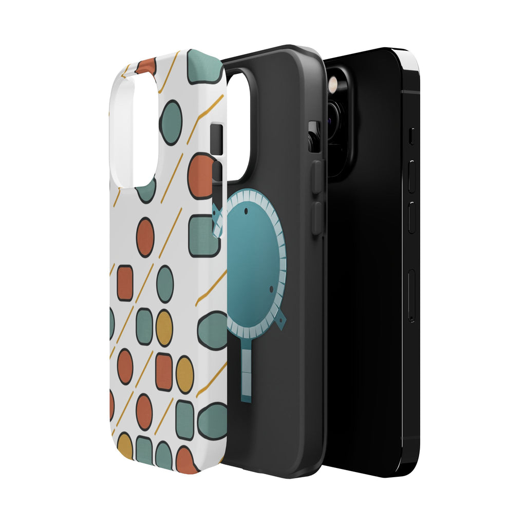 Magnetic Impact-Resistant Phone Case — Retro Geometric Dot & Square Pattern