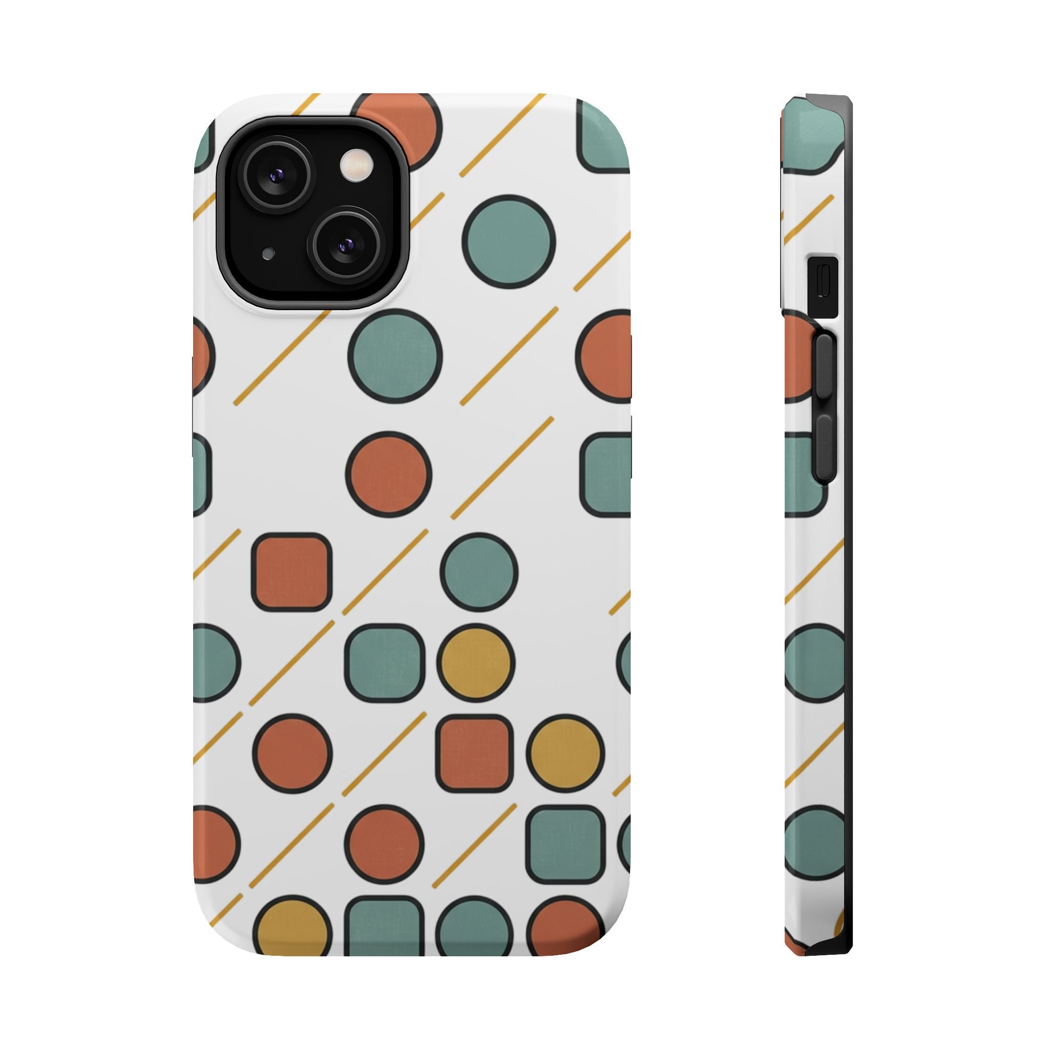 Magnetic Impact-Resistant Phone Case — Retro Geometric Dot & Square Pattern