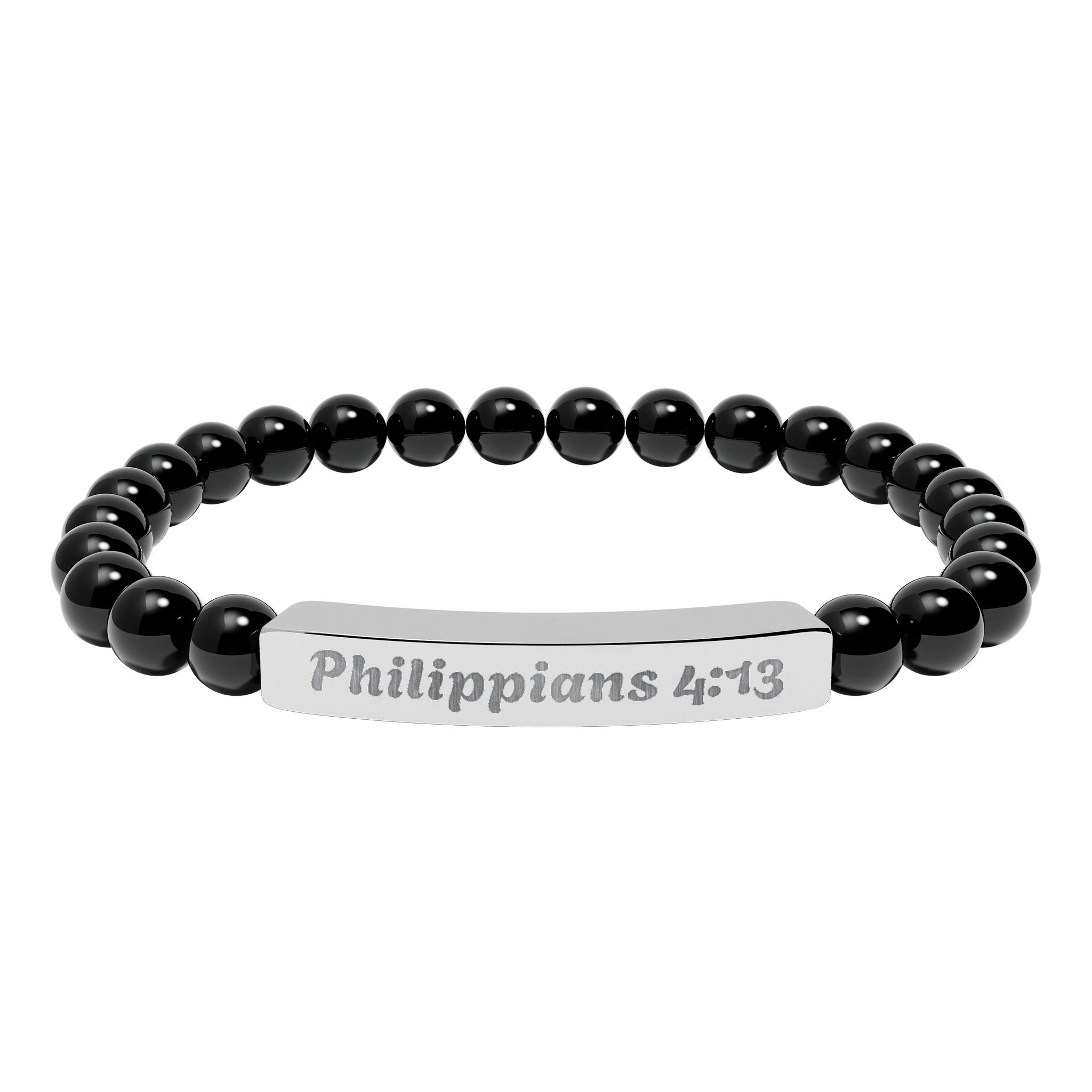 Engraved Philippians 4:13 Natural Stone Stretch Bracelet