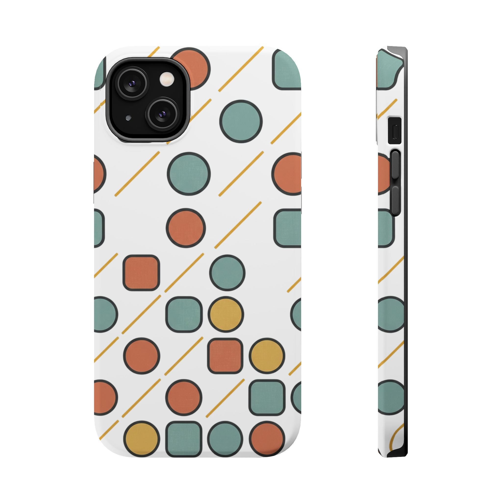 Magnetic Impact-Resistant Phone Case — Retro Geometric Dot & Square Pattern