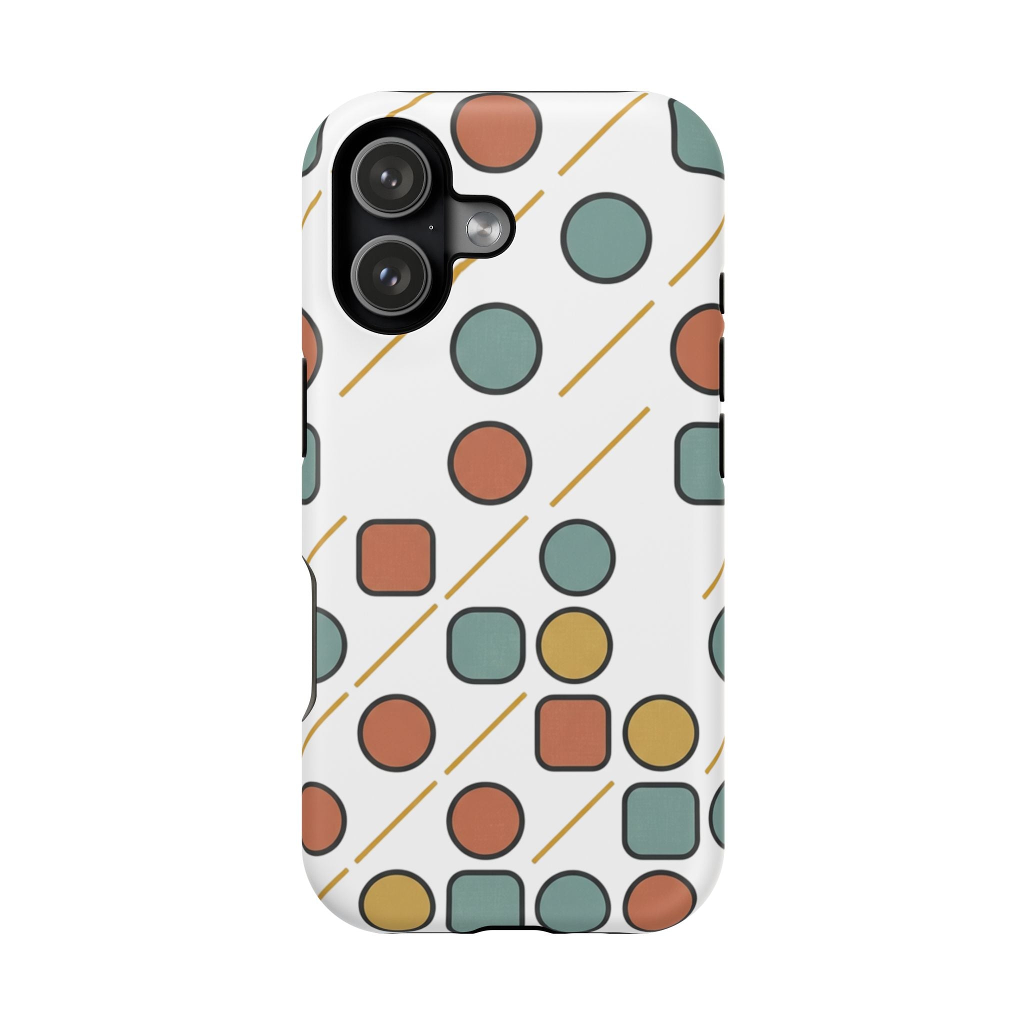 Magnetic Impact-Resistant Phone Case — Retro Geometric Dot & Square Pattern