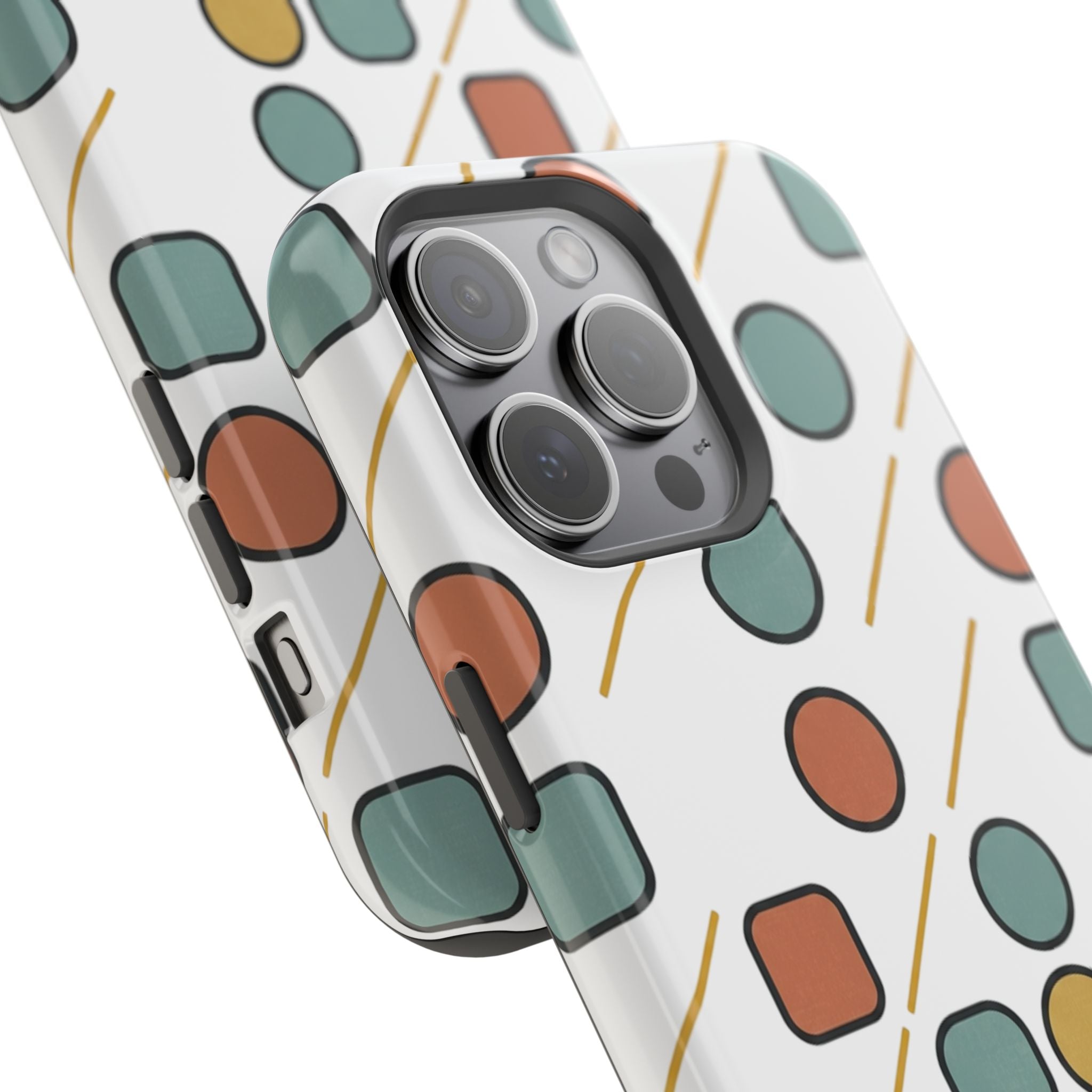 Magnetic Impact-Resistant Phone Case — Retro Geometric Dot & Square Pattern
