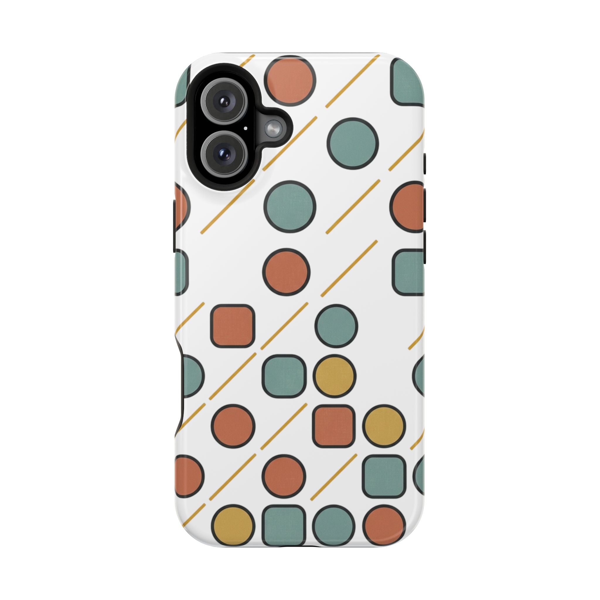 Magnetic Impact-Resistant Phone Case — Retro Geometric Dot & Square Pattern