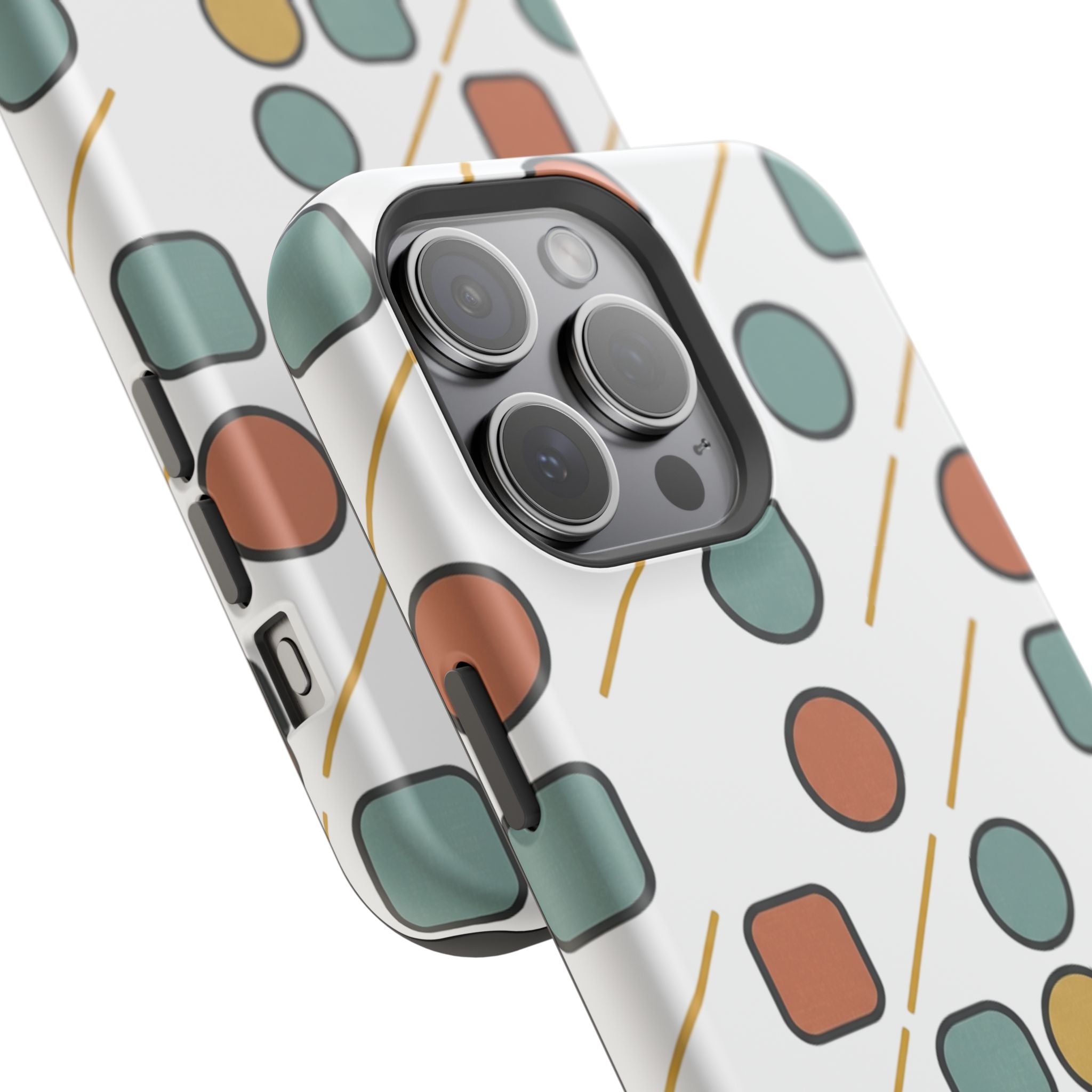 Magnetic Impact-Resistant Phone Case — Retro Geometric Dot & Square Pattern