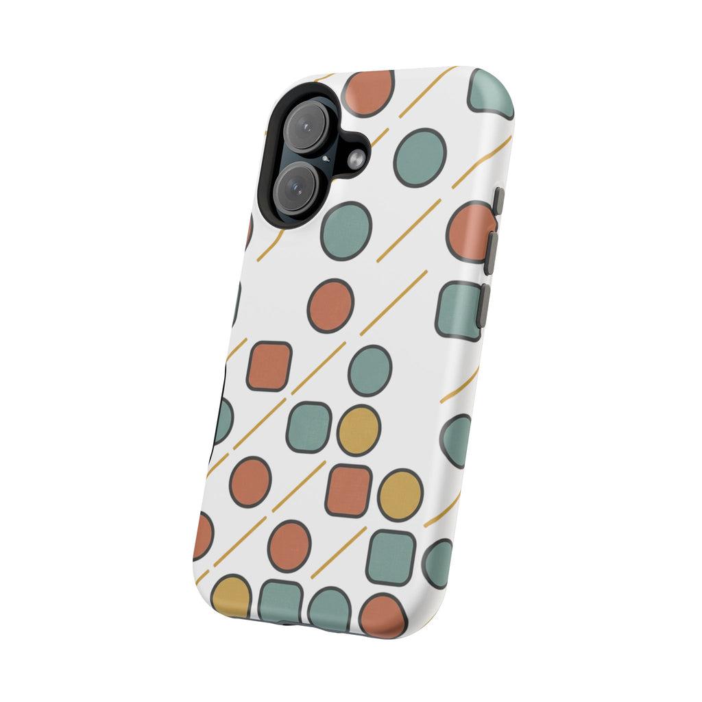 Magnetic Impact-Resistant Phone Case — Retro Geometric Dot & Square Pattern