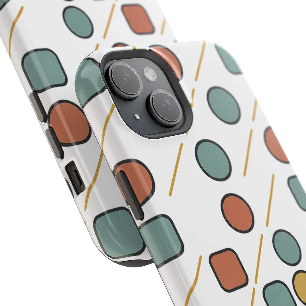 Magnetic Impact-Resistant Phone Case — Retro Geometric Dot & Square Pattern