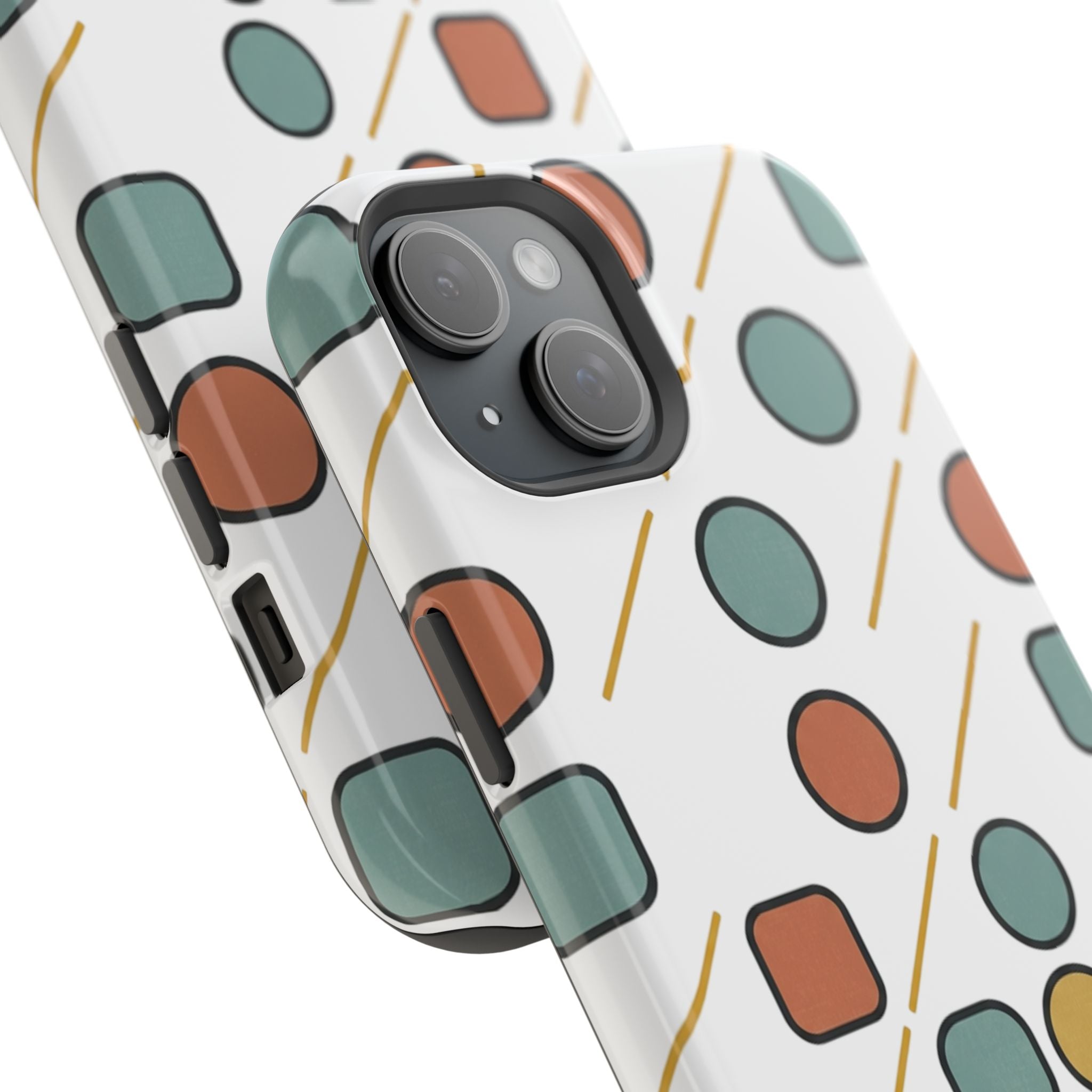 Magnetic Impact-Resistant Phone Case — Retro Geometric Dot & Square Pattern