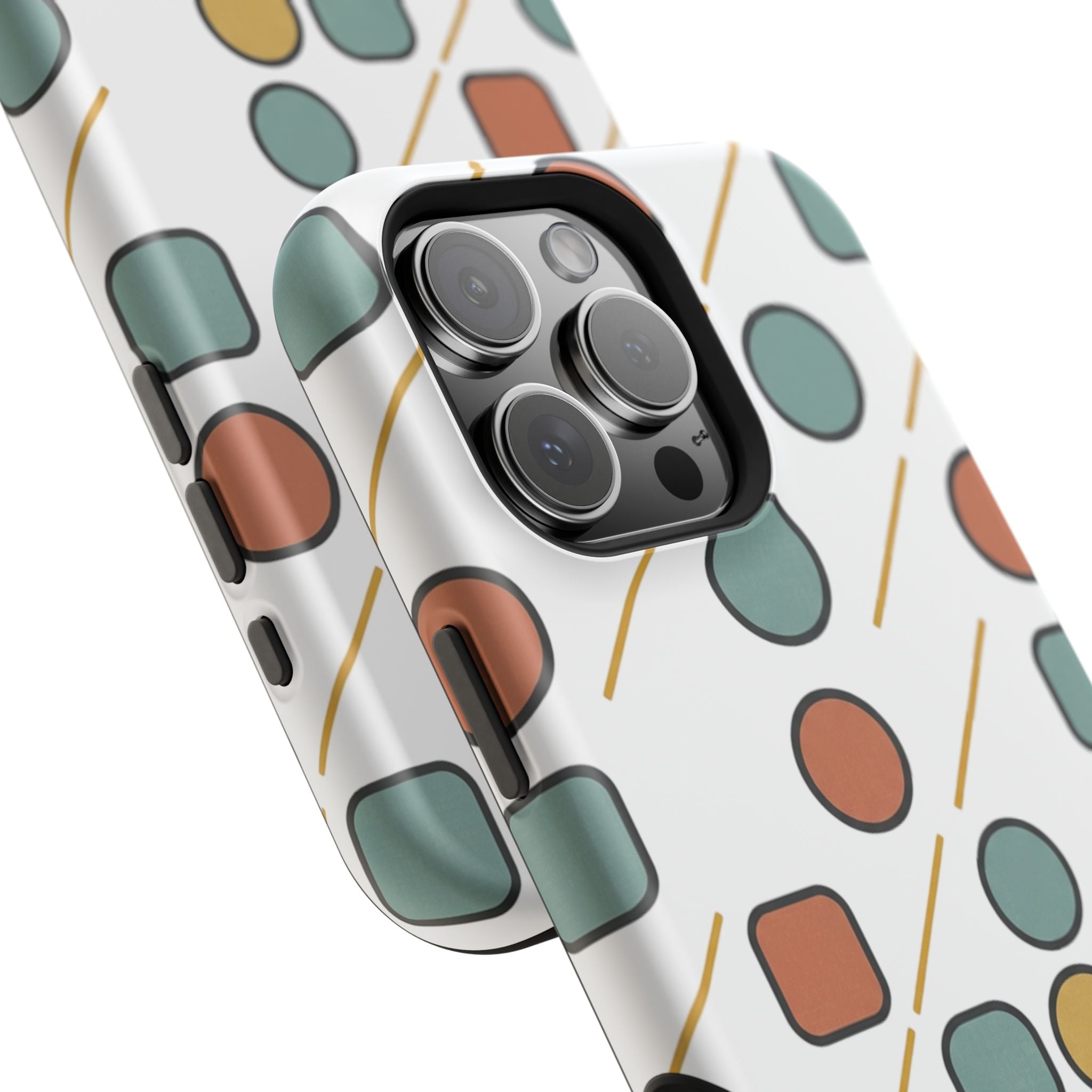 Magnetic Impact-Resistant Phone Case — Retro Geometric Dot & Square Pattern