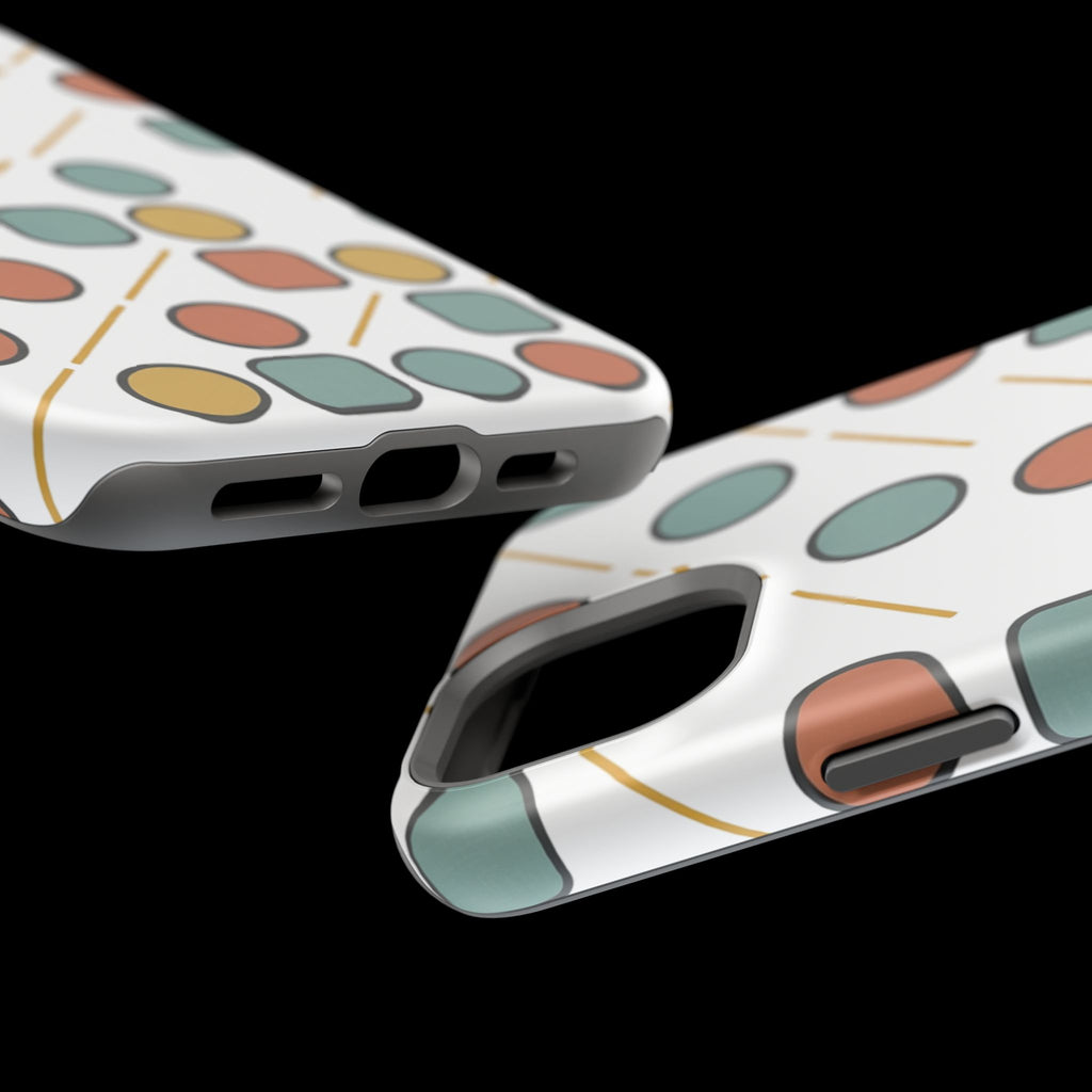Magnetic Impact-Resistant Phone Case — Retro Geometric Dot & Square Pattern