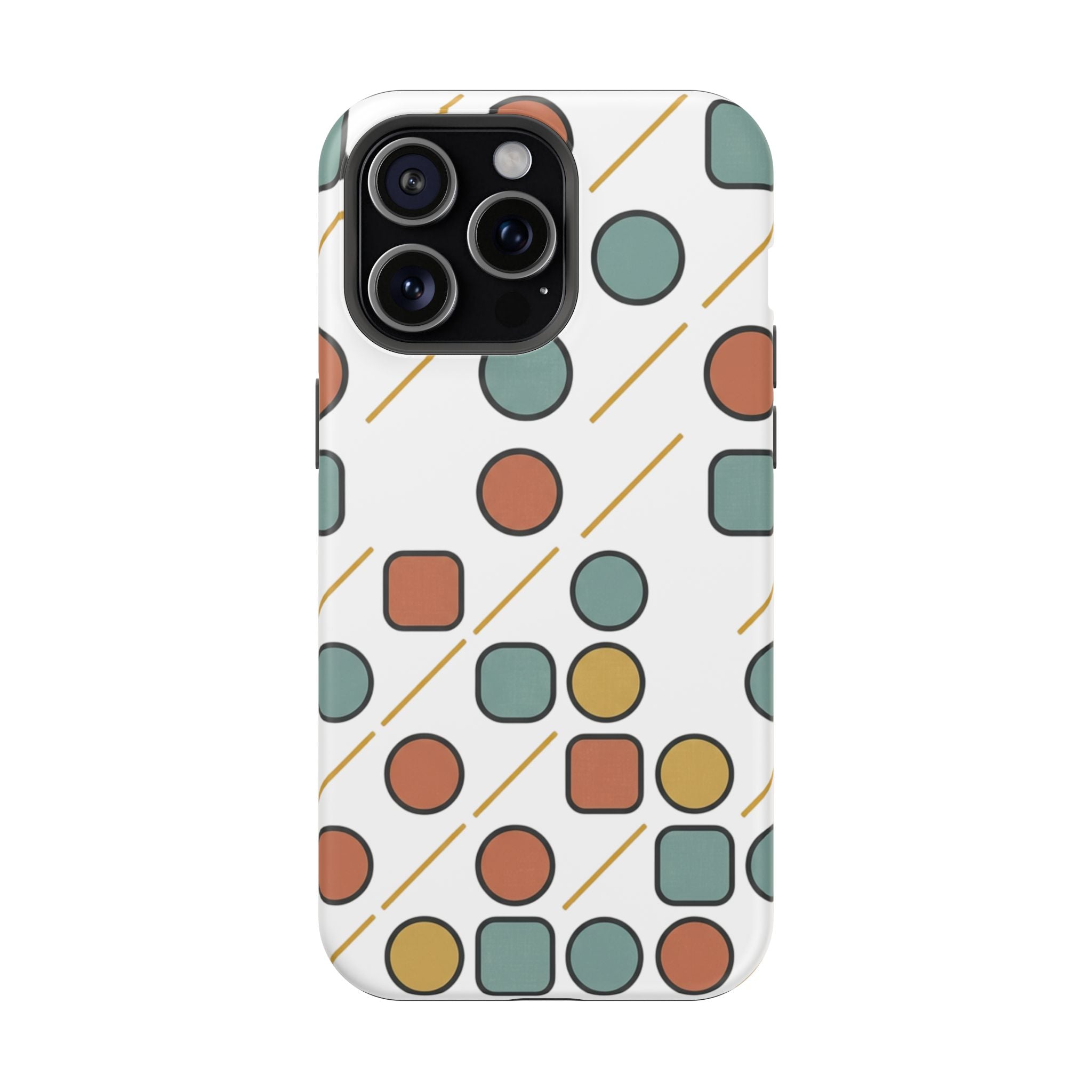 Magnetic Impact-Resistant Phone Case — Retro Geometric Dot & Square Pattern