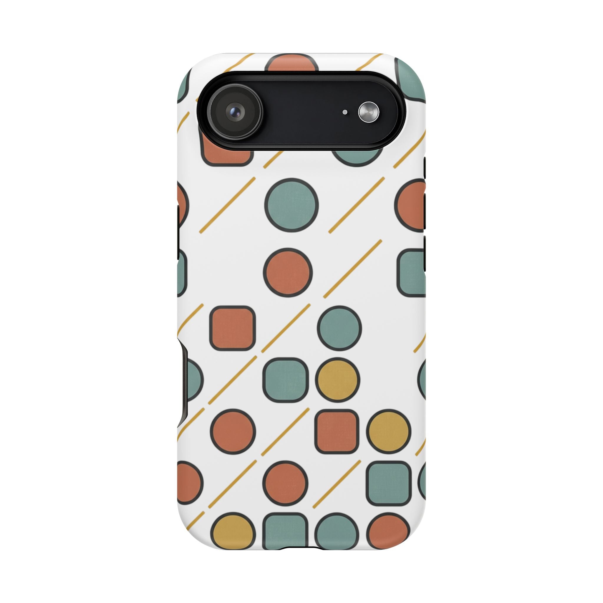 Magnetic Impact-Resistant Phone Case — Retro Geometric Dot & Square Pattern
